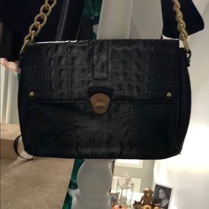 Brahmin black and silver handbag with gold